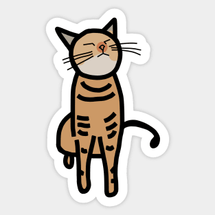 Gold Cat Thick Black Line Drawing Sticker